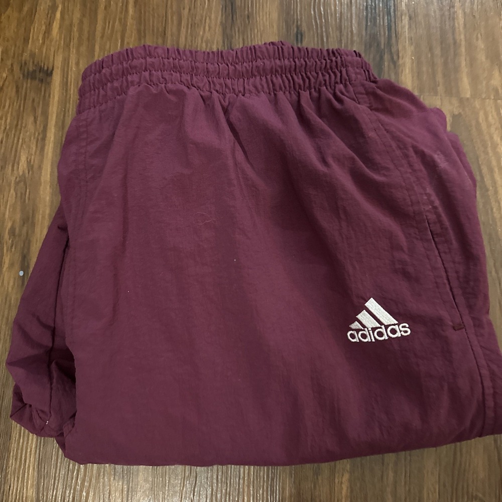 Adidas Track Pants Mens XL Nylon Windbreaker Y2K Zip Hem Vintage